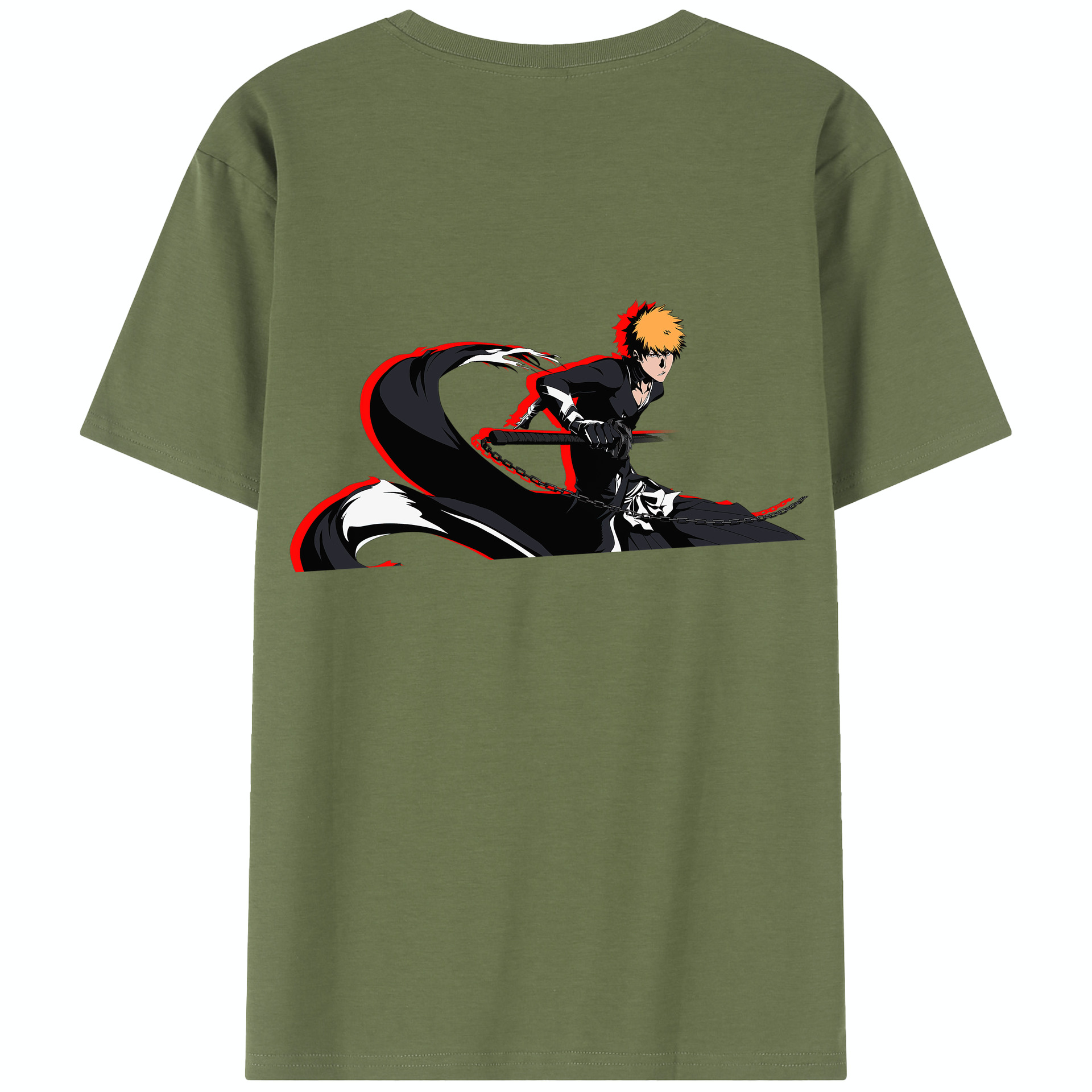 （画像用） ブリーチ 黒崎一護（くろさき いちご）BLEACH Kurosaki Ichigo 綿100％半袖Tシャツ（背面プリント）